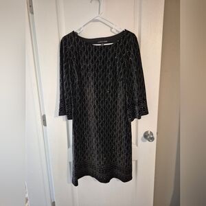 Madison Leigh Black Dress with Silver Pattern